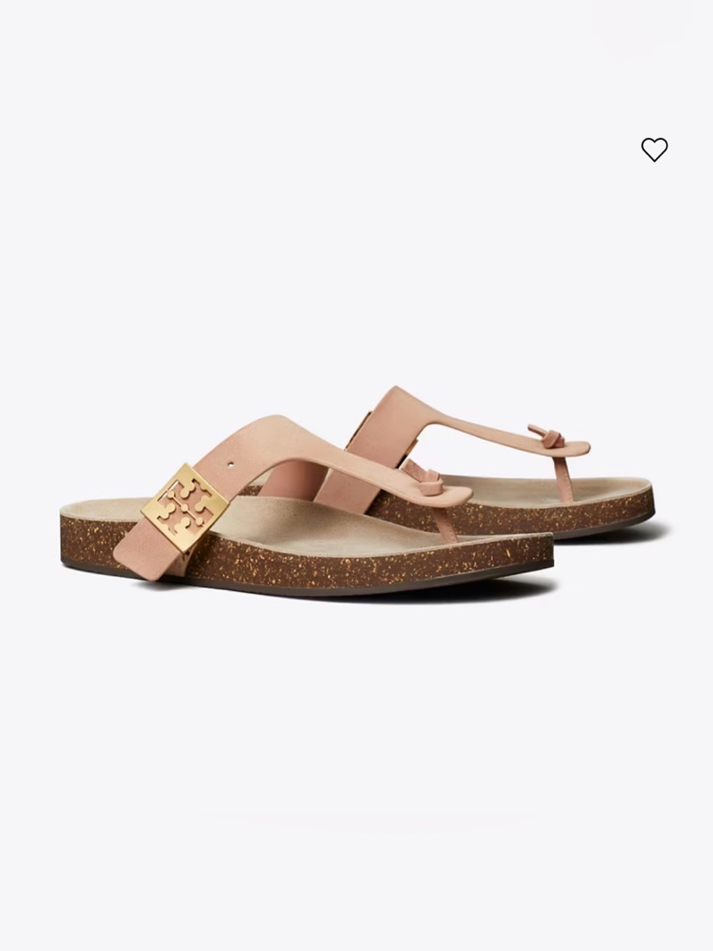 Tory Burch Blush Pink Leather Thong Sandals with Gold Logo Plaque, like new